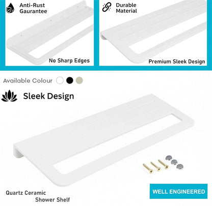 Fossa Wall Mounted Towel Shelf White Quartz Ceramic (RW-126)