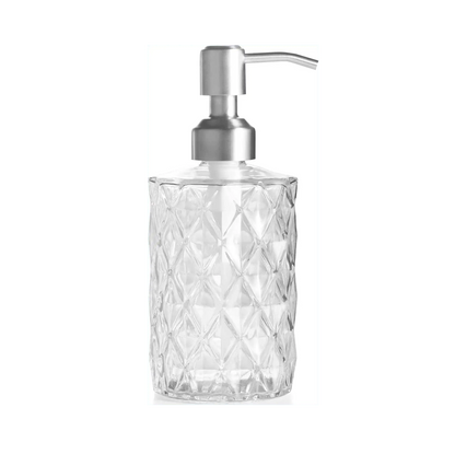 350ml Diamond White Glass Soap Dispenser with 304 Stainless Steel Pump