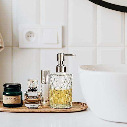 350ml Diamond White Glass Soap Dispenser with 304 Stainless Steel Pump