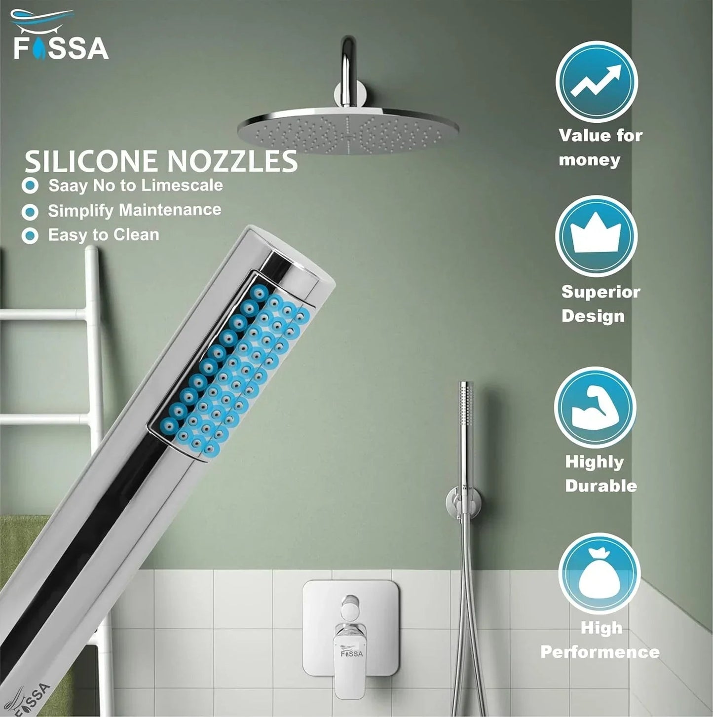 Peak Abs Chrome Finish Hand Shower With 1.5 Meter 304- Grade Stainless Steel Hose Pipe & Hook