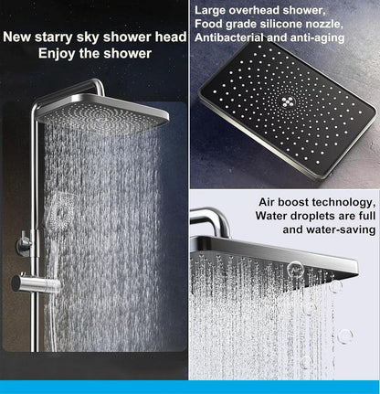 Smart Shower Panel LED With Piano Button Set (Black)