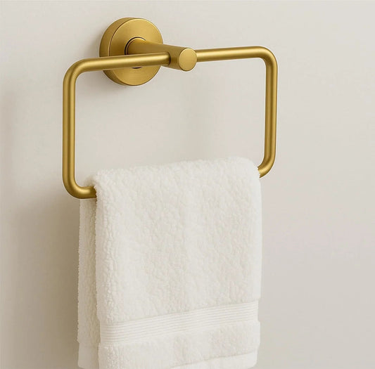 Square Stainless Steel Towel Ring Gold